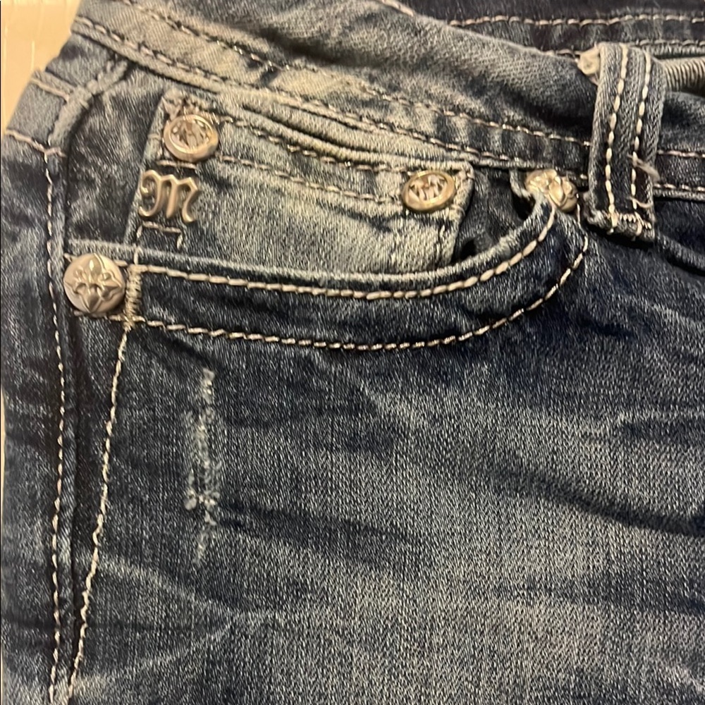 Miss Me Blue Skinny Jeans with Distressed Details - Picture 11 of 13